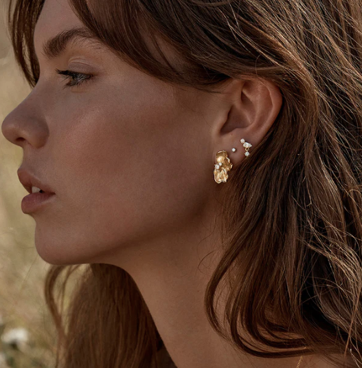 By Charlotte - No Rain, No Flowers Stud Earrings - Gold