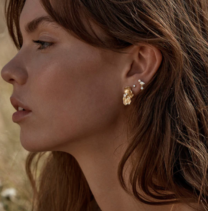 By Charlotte - No Rain, No Flowers Stud Earrings - Gold