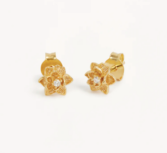 By Charlotte - Bloom Within Lotus Stud Earrings - Gold