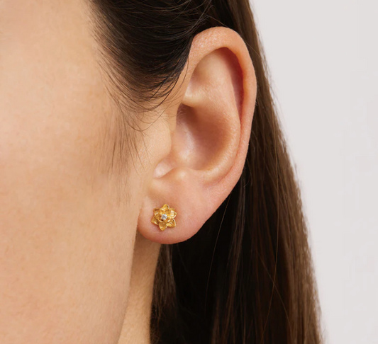 By Charlotte - Bloom Within Lotus Stud Earrings - Gold