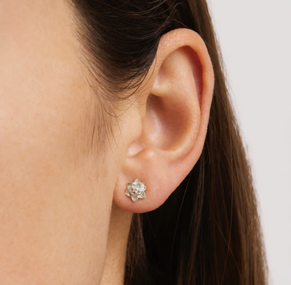 By Charlotte - Bloom Within Lotus Stud Earrings - Silver