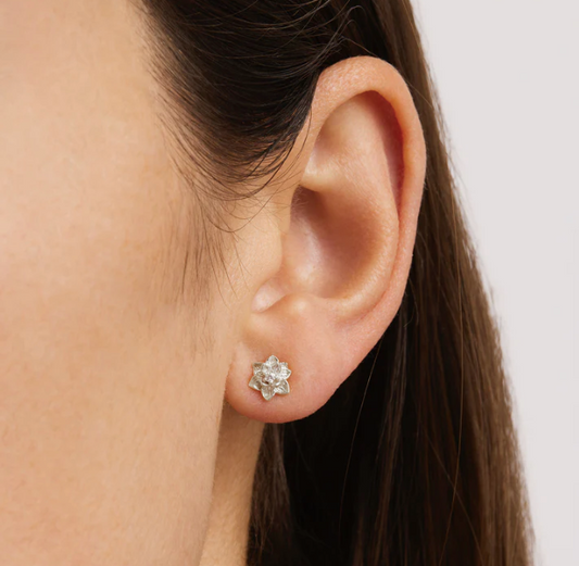 By Charlotte - Bloom Within Lotus Stud Earrings - Silver