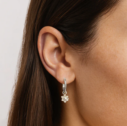 By Charlotte - Bloom Within Lotus Hoops - Silver