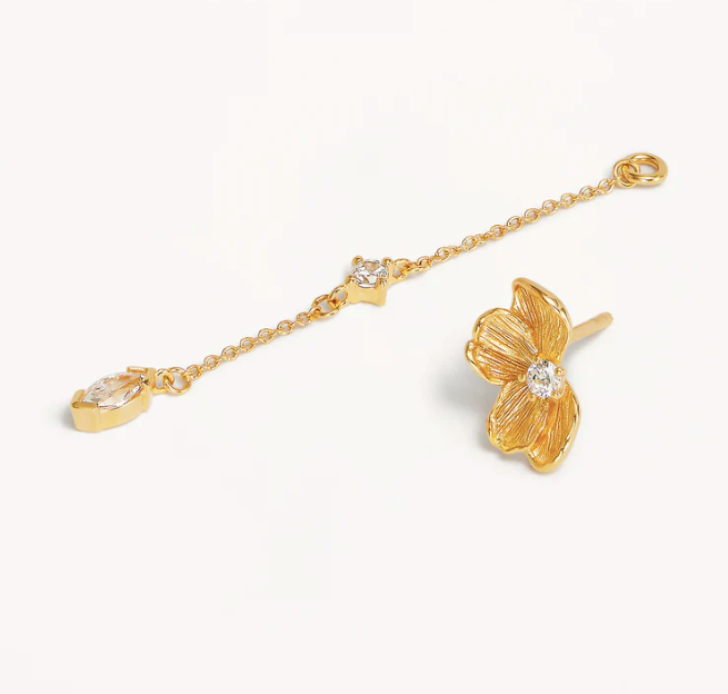 By Charlotte - Serene Lotus Chain Earrings - Gold