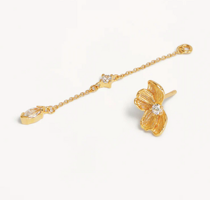 By Charlotte - Serene Lotus Chain Earrings - Gold