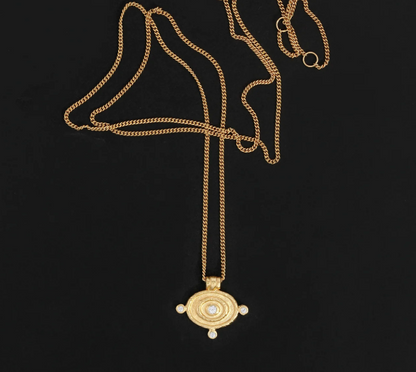 Temple Of The Sun - Reign Oval Necklace - Gold