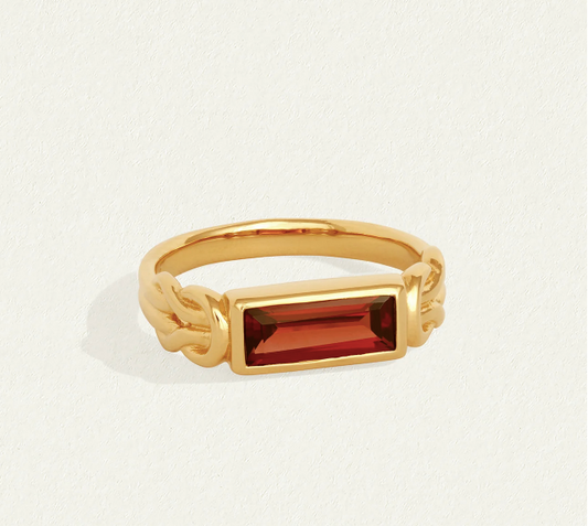 Temple Of The Sun - Airla Solitare Ring Garnet - Gold