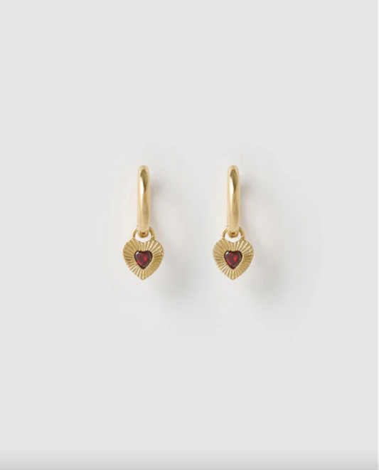 Arms of Eve- Ruby Heart Earrings - Red