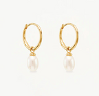 By Charlotte - Live in Peace Pearl Hoops - Gold