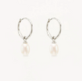 By Charlotte - Live In Peace Pearl Hoops  - Silver
