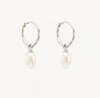 By Charlotte - Live In Peace Pearl Hoops  - Silver