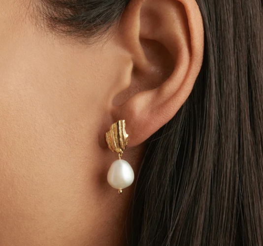 By Charlotte - Moonlit Tides Pearl Drop Earrings - Gold