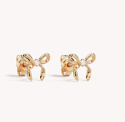 By Charlotte - Forever More Bow Stud Earrings - Gold