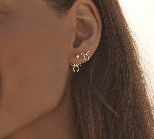 By Charlotte - Forever More Bow Stud Earrings - Gold