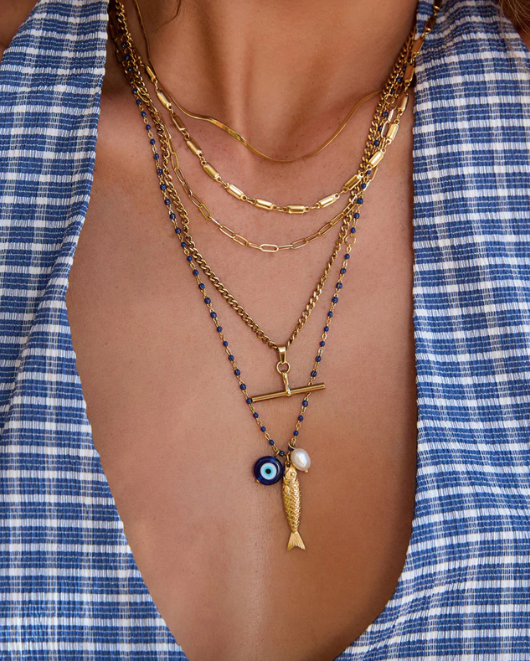 Arms Of Eve - Lucky Fish Charm Necklace - Blueberry