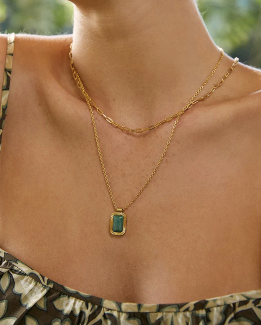 Arms Of Eve - Teo Gold Necklace - Jade