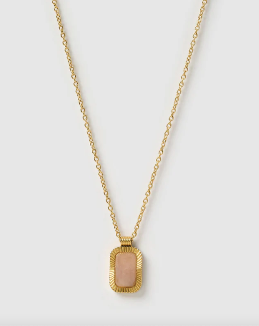 Arms Of Eve - Teo Gold Necklace - Rose Quartz