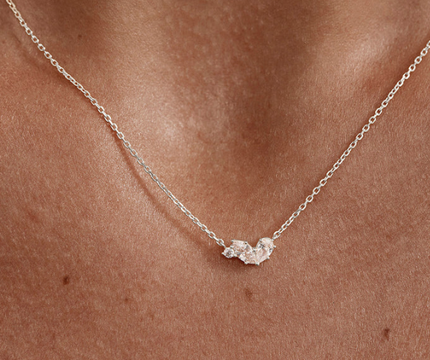 By Charlotte - Crystal Wings Necklace - Silver