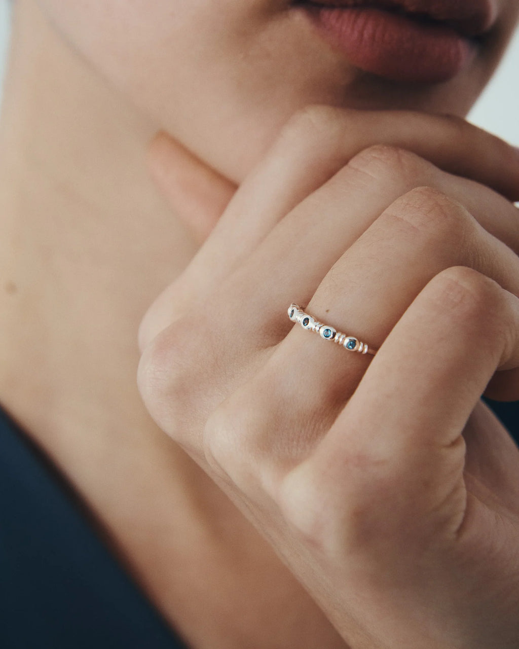Temple of the Sun - Aqua Ring - Silver