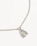 By Charlotte - Crystal Lotus Padlock Bracelet - Silver