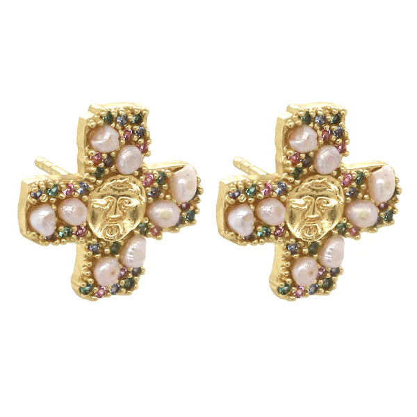 Cleopatra's Bling - Gorgoneion Peace Earrings - Gold