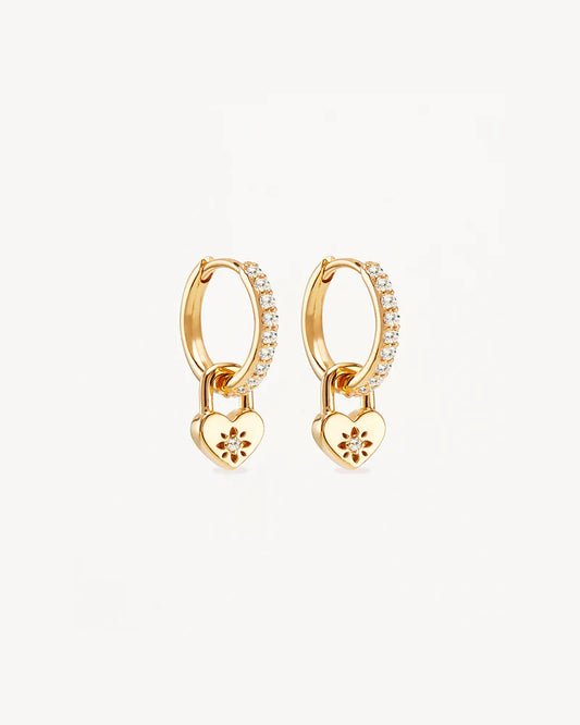 By Charlotte - Love Unlocked Padlock Hoops - Gold