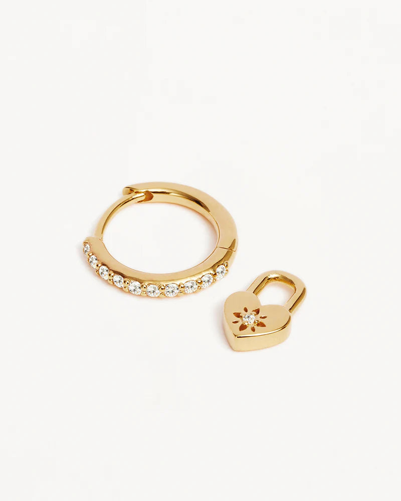 By Charlotte - Love Unlocked Padlock Hoops - Gold