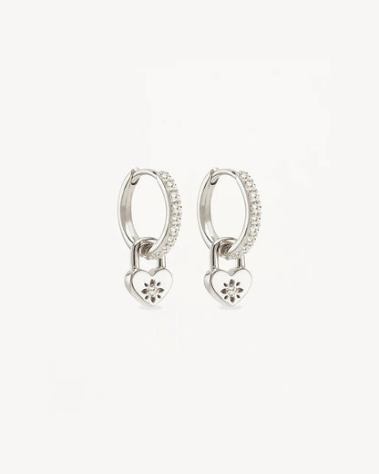 By Charlotte - Love Unlocked Padlock Hoops - Silver