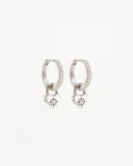 By Charlotte - Love Unlocked Padlock Hoops - Silver