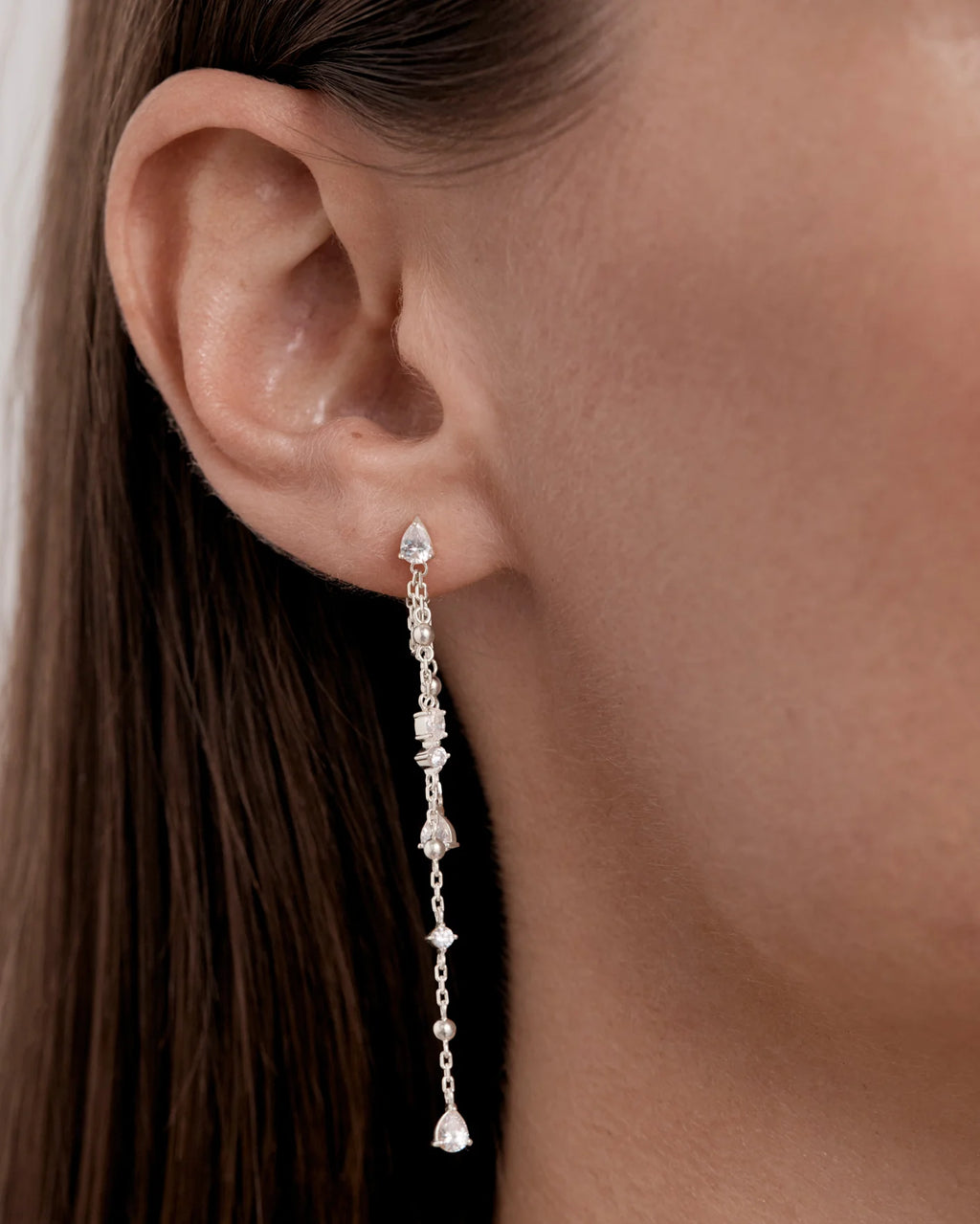 By Charlotte - Cosmic Whisper Chain Earrings - Silver
