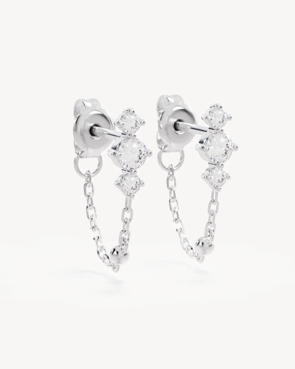 By Charlotte - In The Stars Chain Huggie Earrings Earrings - Silver