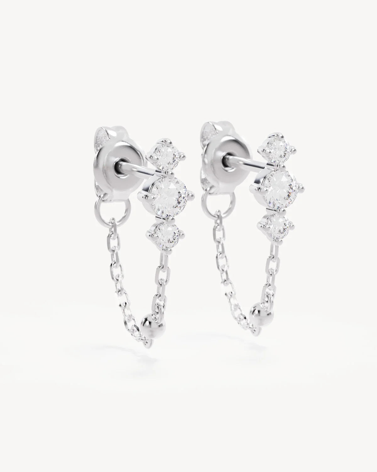 By Charlotte - In The Stars Chain Huggie Earrings Earrings - Silver