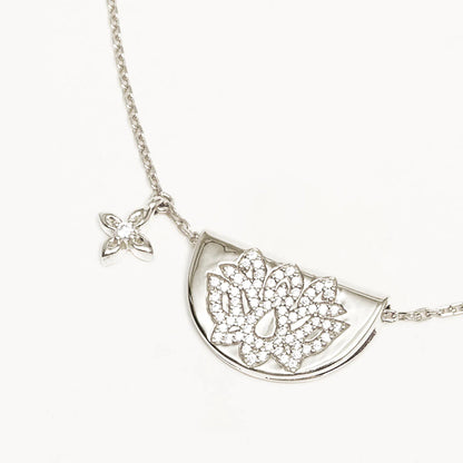 By Charlotte - Live In Light Lotus Necklace - Silver