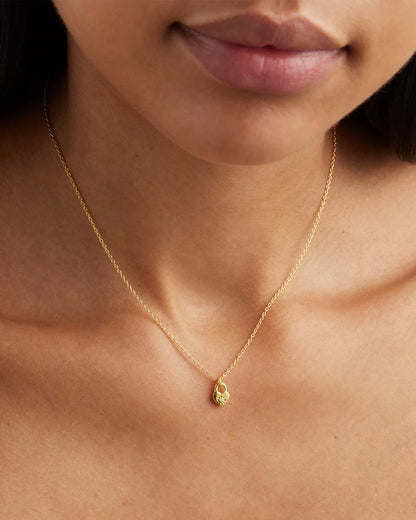 By Charlotte - Crystal Lotus Heart Padlock Necklace - Gold