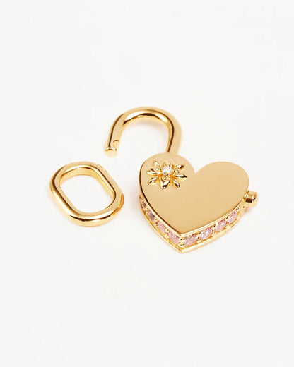 By Charlotte - Connected Hearts Padlock Pendant - Gold
