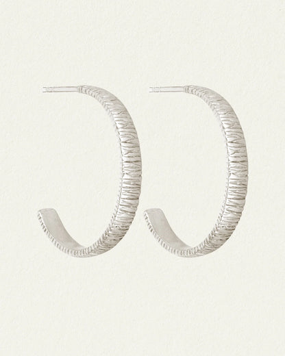 Temple Of The Sun - Agave Hoop Earrings - Silver