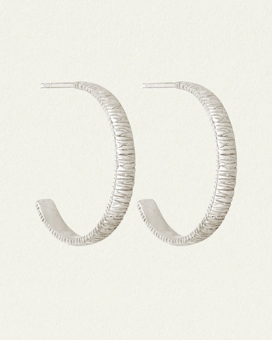 Temple Of The Sun - Agave Hoop Earrings - Silver