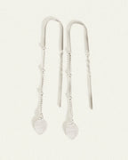 Temple Of The Sun - Hanging Lotus Earrings - Silver