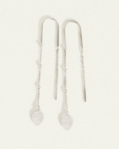Temple Of The Sun - Hanging Lotus Earrings - Silver