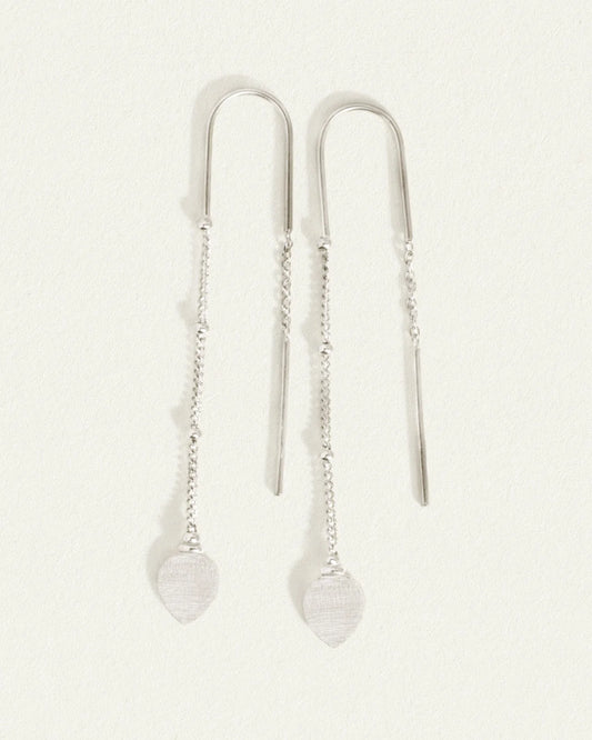 Temple Of The Sun - Hanging Lotus Earrings - Silver