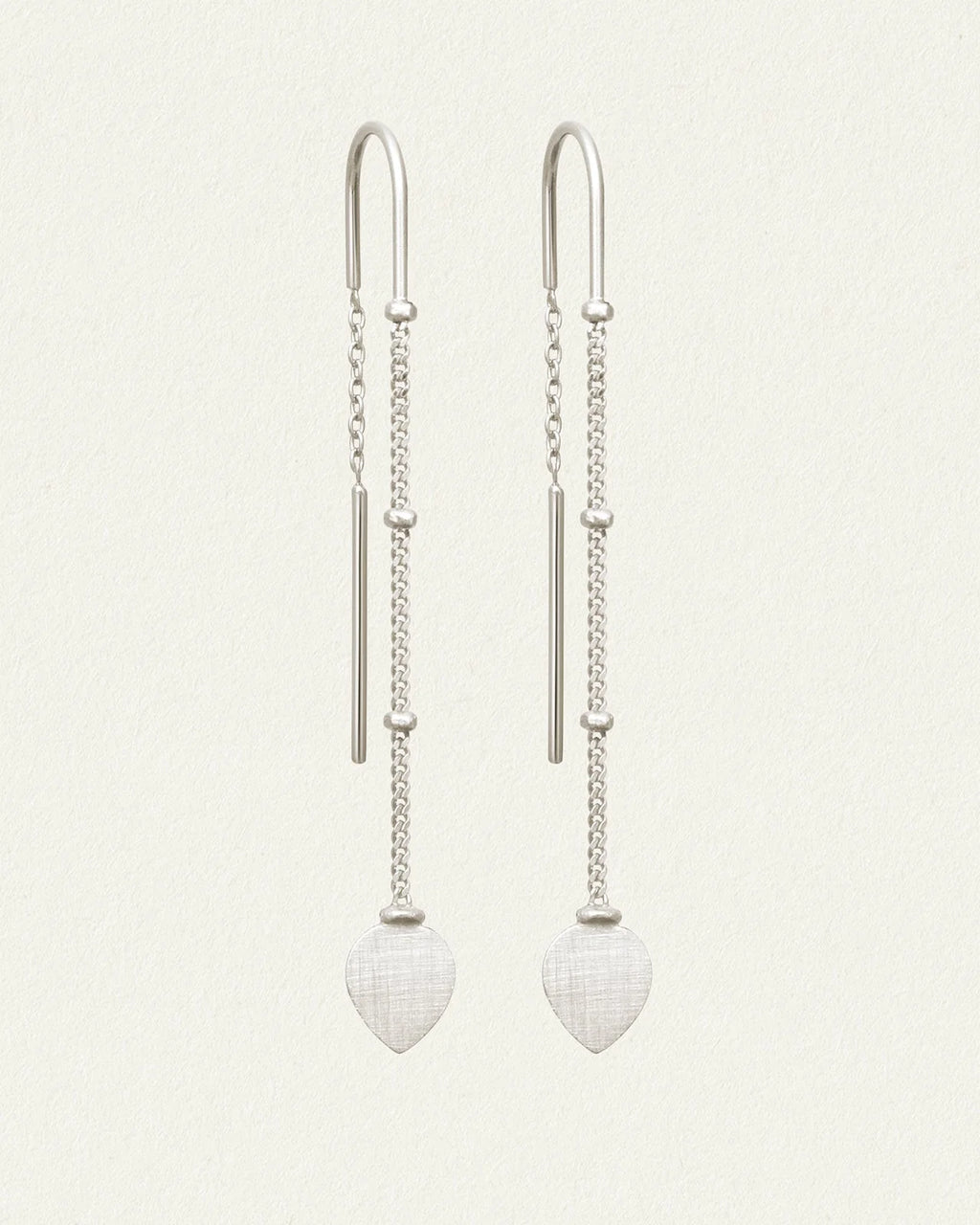 Temple Of The Sun - Hanging Lotus Earrings - Silver