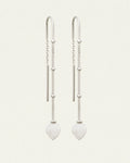 Temple Of The Sun - Hanging Lotus Earrings - Silver