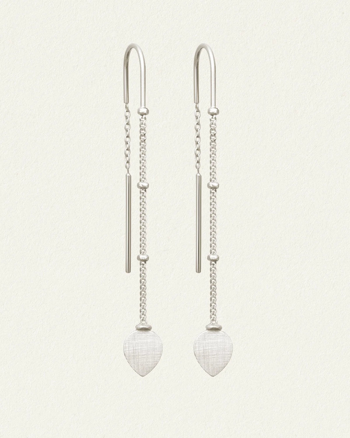 Temple Of The Sun - Hanging Lotus Earrings - Silver