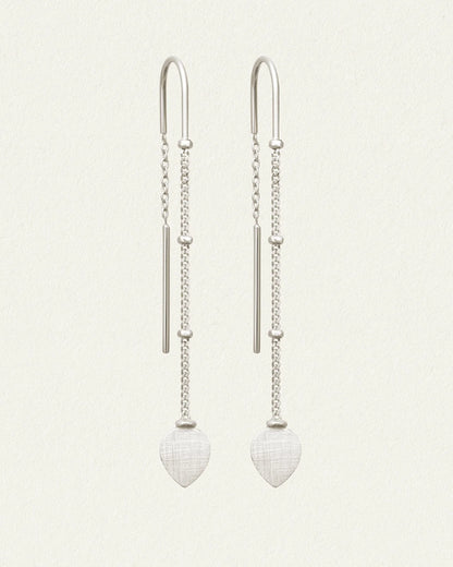 Temple Of The Sun - Hanging Lotus Earrings - Silver