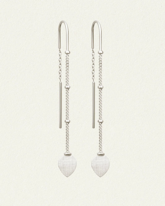 Temple Of The Sun - Hanging Lotus Earrings - Silver