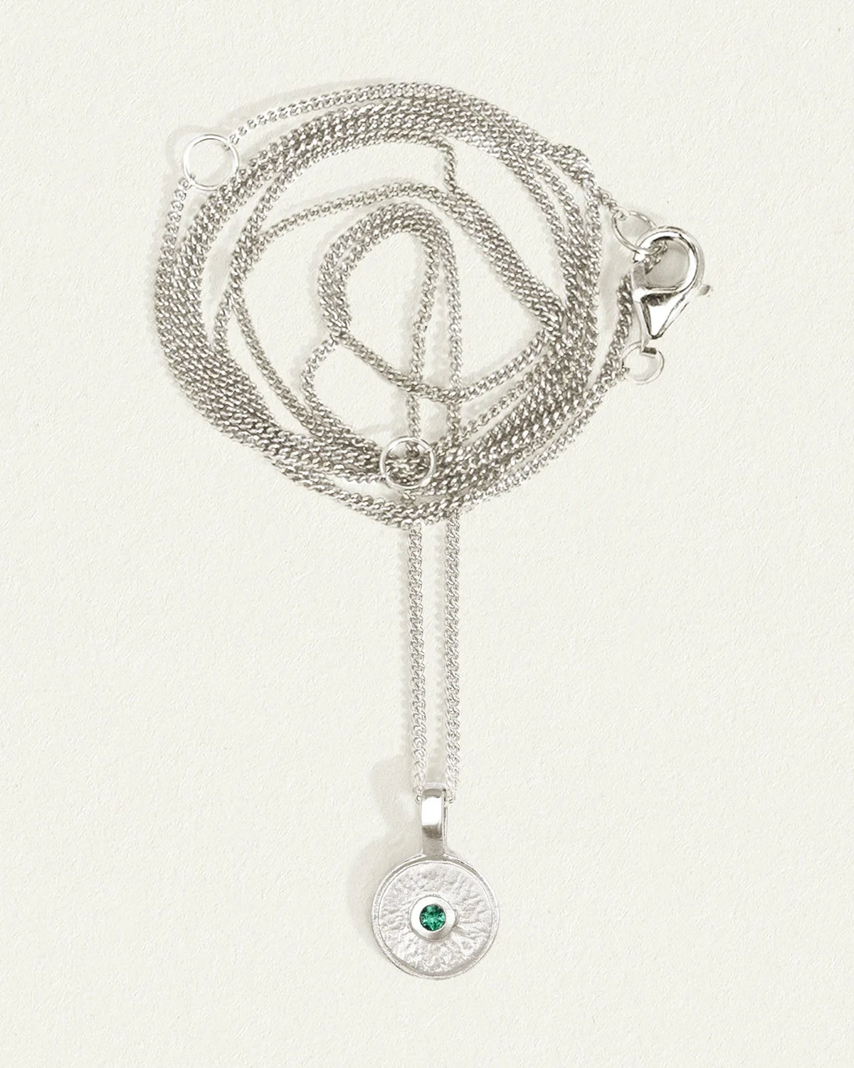 Temple Of The Sun - Mina Emerald Necklace - Silver