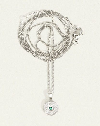Temple Of The Sun - Mina Emerald Necklace - Silver