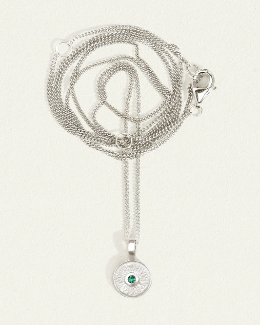 Temple Of The Sun - Mina Emerald Necklace - Silver