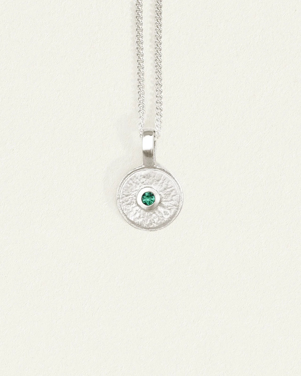 Temple Of The Sun - Mina Emerald Necklace - Silver