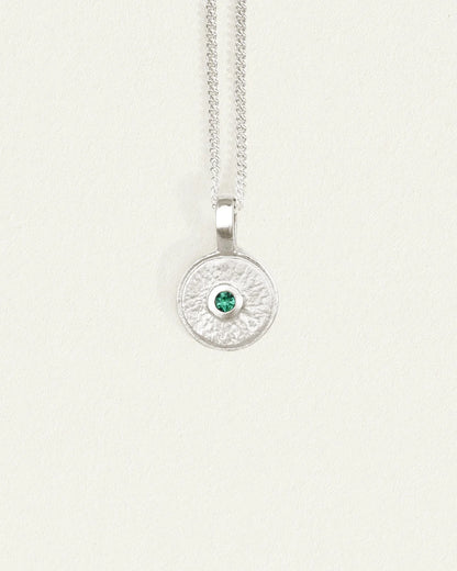 Temple Of The Sun - Mina Emerald Necklace - Silver